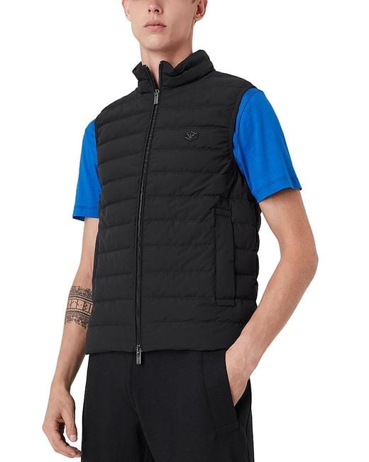 Emporio Armani Men's Blue Quilted Down Vest