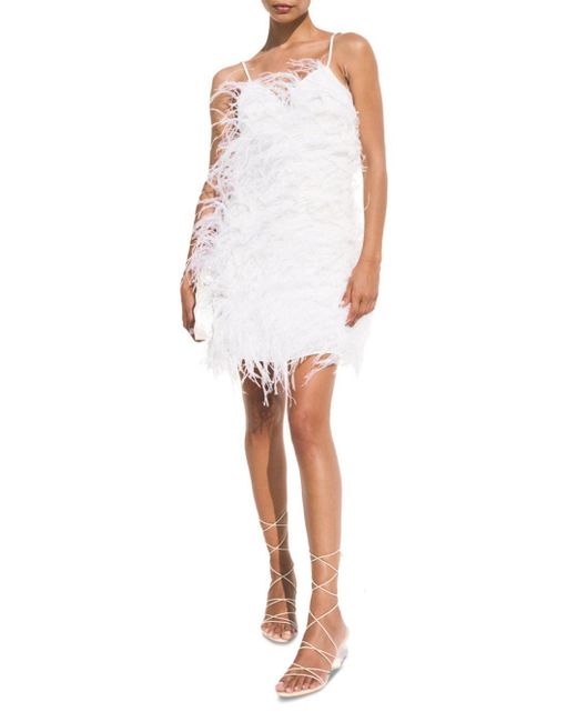 Cult Gaia Zariah Feather Mini Dress in White | Lyst