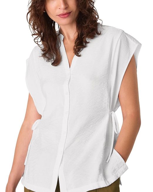Whistles White Button Down Tie Side Blouse