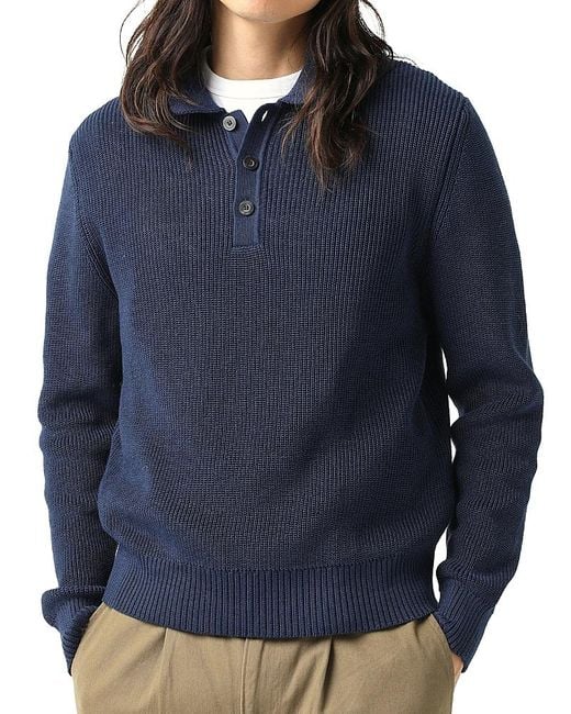 Corridor NYC Blue Slouchy Long Sleeve Polo for men