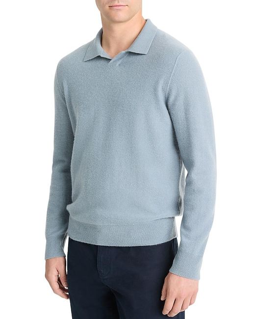 Vince Blue Boiled Cashmere Polo Sweater for men