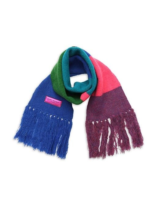 Kurt Geiger Blue Fuzzy Striped Scarf