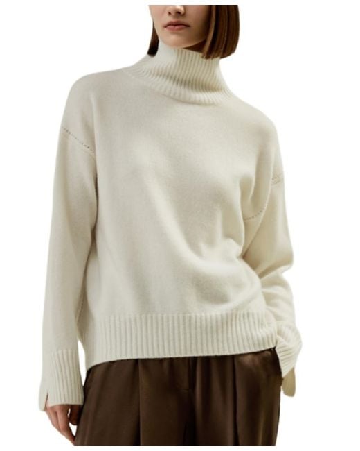 LILYSILK Natural Turtleneck Relaxed-Fit Cashmere Sweater