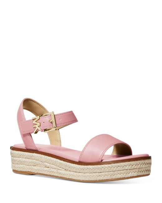 MICHAEL Michael Kors Richie Logo Buckle Espadrille Platform Sandals in