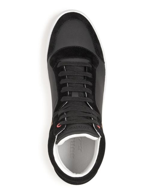 Burberry Reeth High Top Sneakers in Black for Men | Lyst