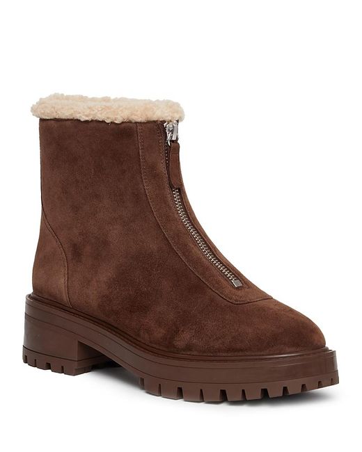 PAIGE Brown Brady Shearling Lined Ankle Boots