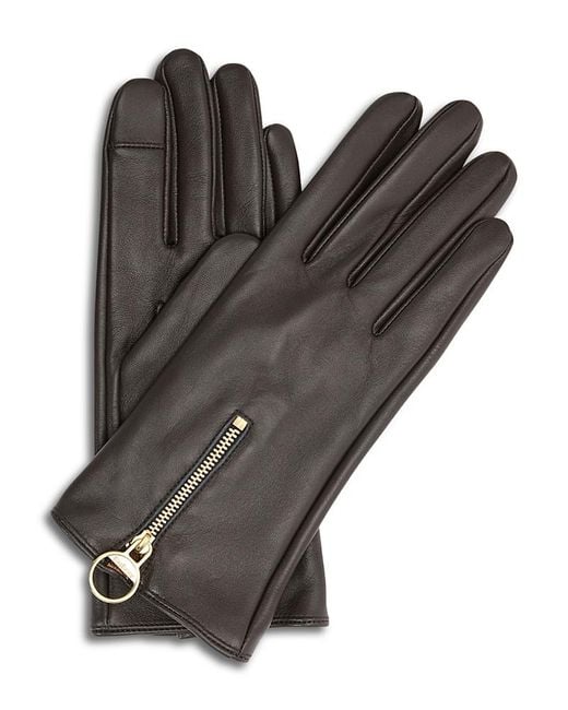 Barbour Black Arlene Zip Cuff Leather Tech Gloves