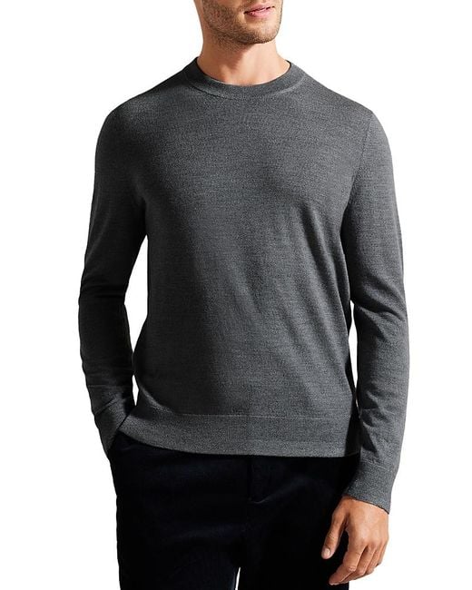 Ted Baker Gray Carnby Wool Crewneck Sweater for men