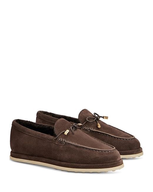 Tod's Brown Suede Shearling Lined Loafers