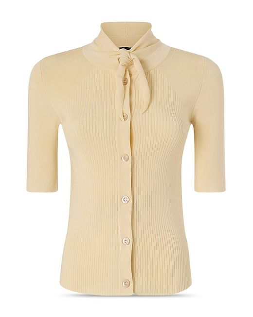 Pinko Natural Coperto Tie Neck Button Front Top
