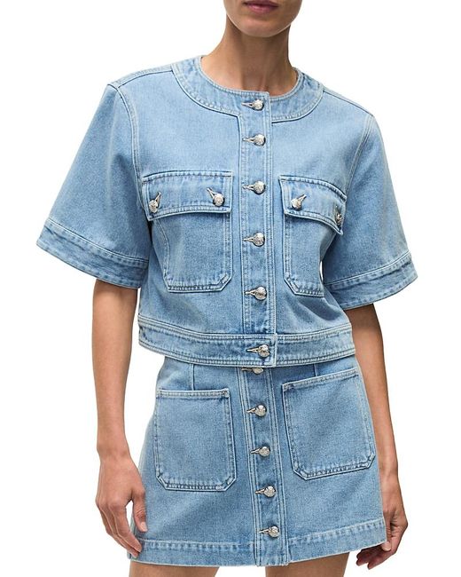 Veronica Beard Blue Elias Short Sleeve Jacket