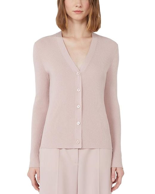 Weekend by Maxmara Pink Gabriel Ribbed Cardigan