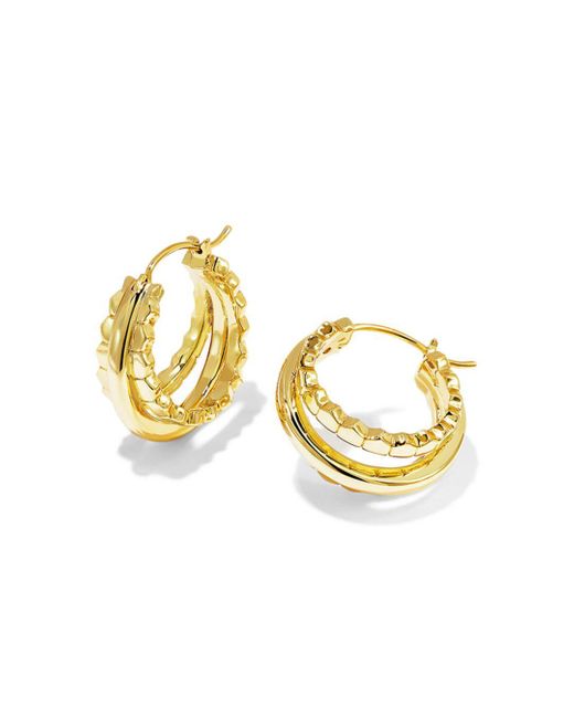 Kendra Scott Quinn Triple Row Huggie Hoop Earrings In 14k Gold Plated