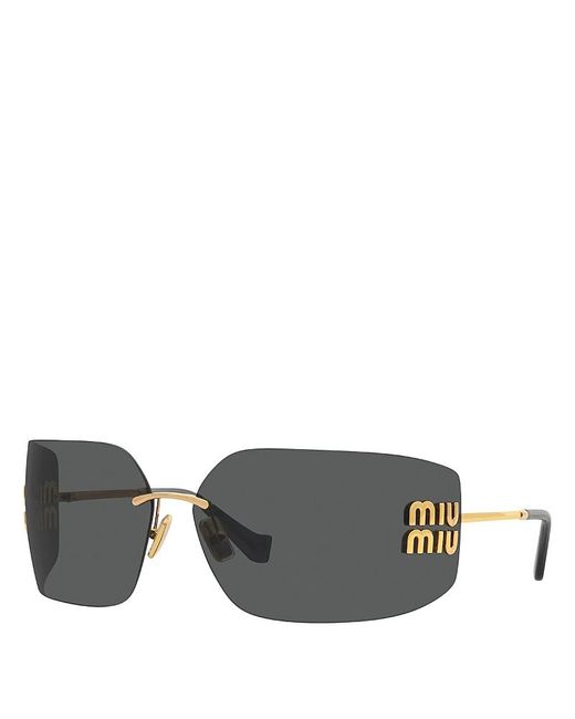 Miu Miu Gray Rectangle Sunglasses, 80Mm