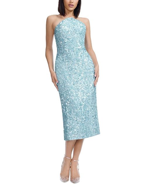 Dress the Population Blue Etta Sequin Halter Dress