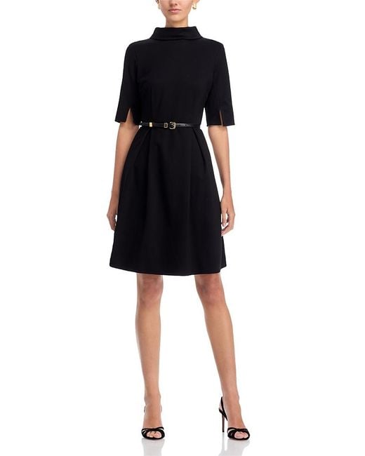 Misook Women's Black Pleated Stretch Ponte Dress