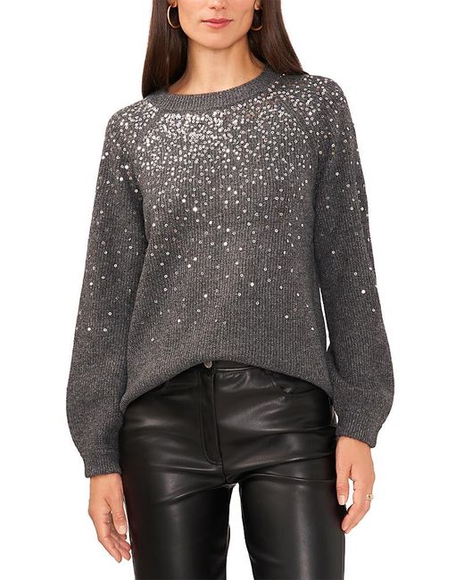 Vince Camuto Gray Sequinned Raglan Sleeve Sweater