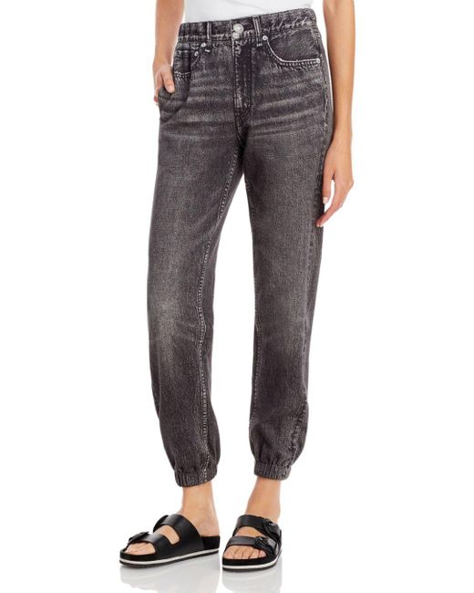 Rag & Bone Miramar Cotton Denim High Rise Ankle Jogger Pants In Black Magic - Lyst