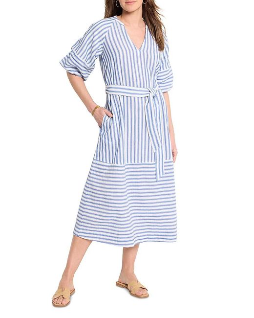 NIC+ZOE Blue Nic + Zoe Double Gauze Mixed Stripe Dress