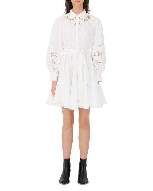 Maje Rebello Cotton Lace Inset Shirt 