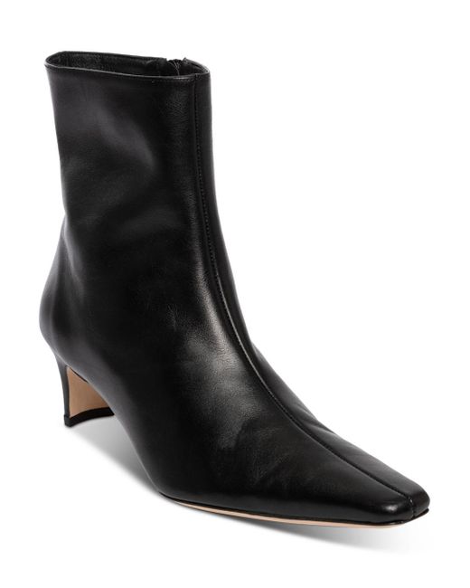 STAUD Leather Wally Square Toe Booties in Black - Lyst