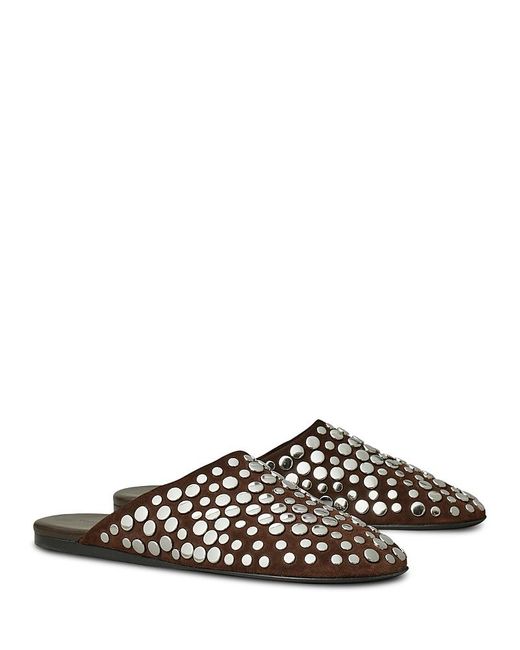 Tory Burch White Studded Mule Flats
