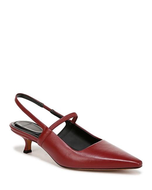 Vince Red Venice Kitten Heel Pumps