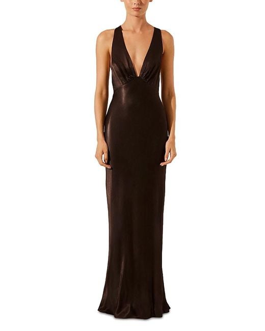Shona Joy Brown Plunge Back Maxi Dress