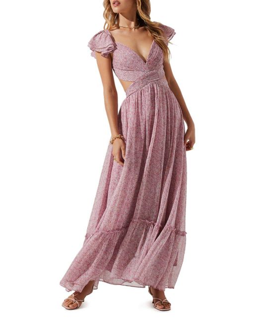 Astr Synthetic Primrose Maxi Dress in Dark Fuchsia (Pink) Lyst
