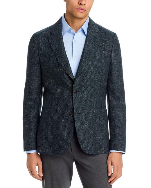 Paul Smith Blue Regular Fit Textured Solid Wool Blend Jacket for men