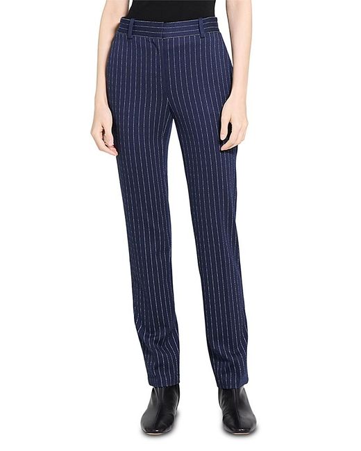 Theory Blue Slim Pinstriped Pants
