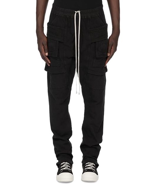 Rick Owens Black Creatch Cargo Drawstring Pants for men
