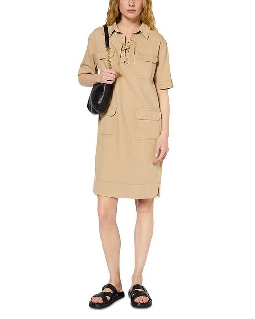 Gerard Darel Natural Pepita Lace Up Cargo Dress