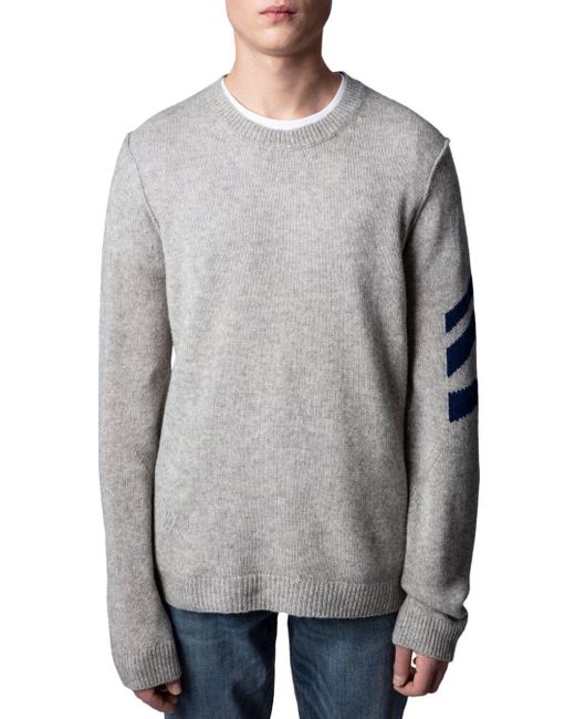Zadig & Voltaire Kennedy Arrow Sleeve Cashmere Sweater in Gray for Men ...