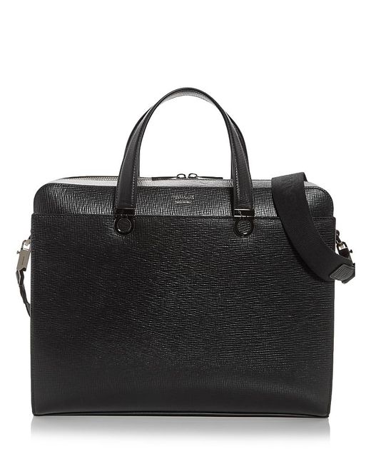 Ferragamo Black Gancini Leather Briefcase for men