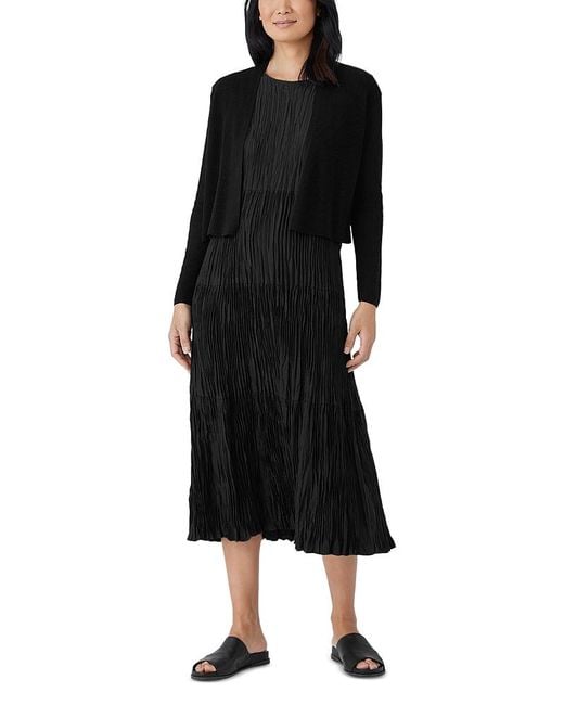 Eileen Fisher Black Open Front Cardigan