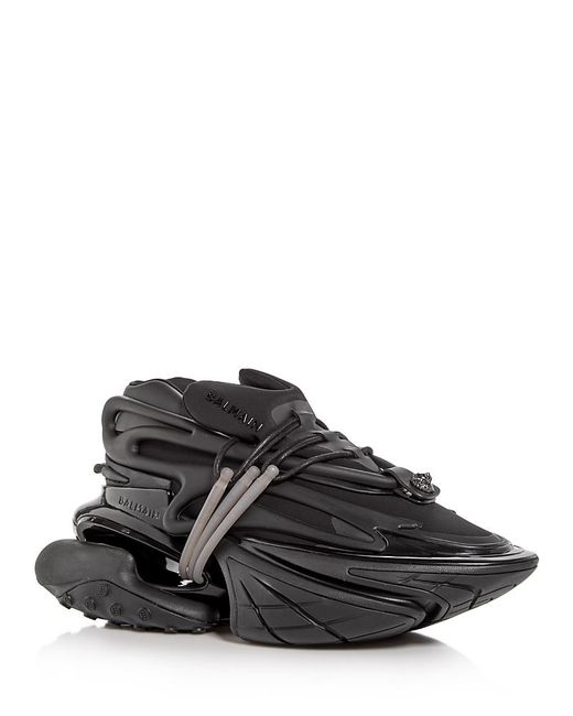 Balmain Black Unicorn Lace Up Low Top Sneakers for men