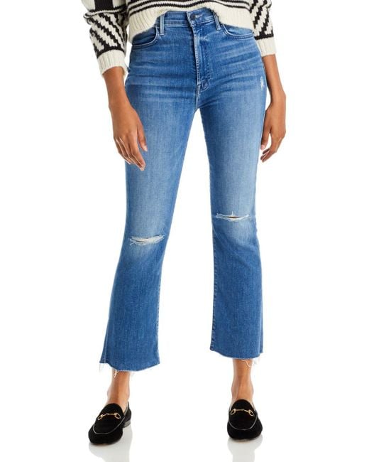 Mother Denim The Hustler High Rise Ankle Fray Flare Jeans In Can't Stop ...