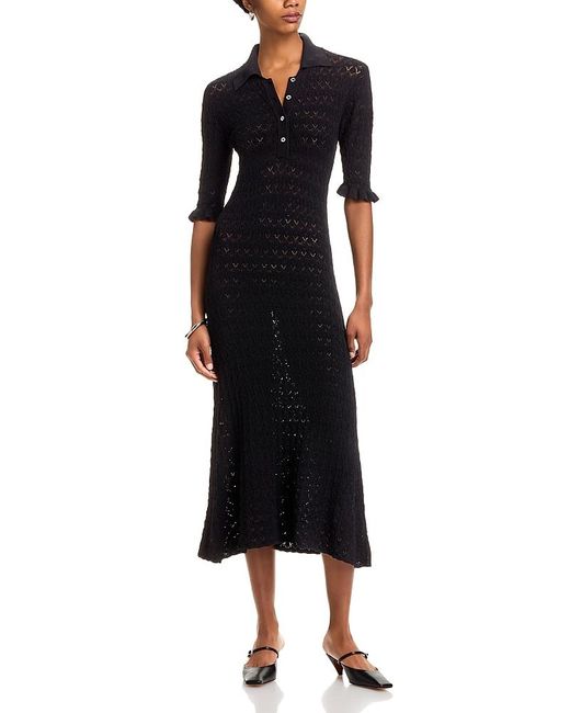 Sea Black Rue Pointelle Midi Dress