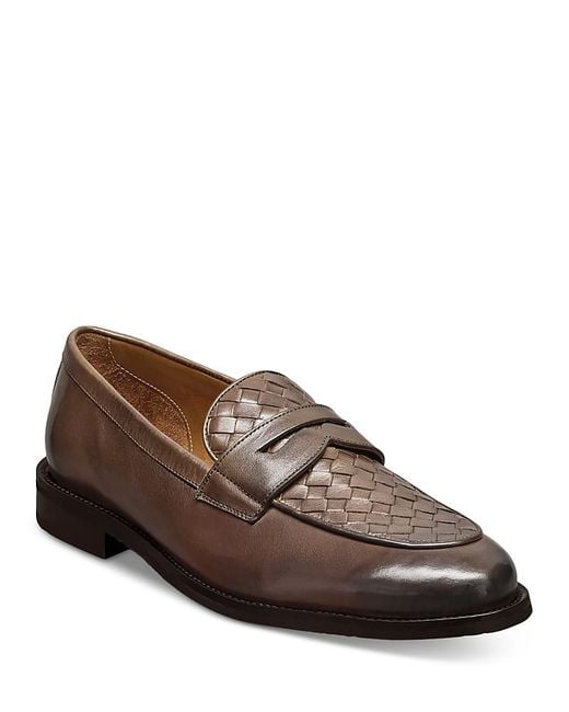 Allen Edmonds Brown Como Leather Woven Slip On Loafers for men
