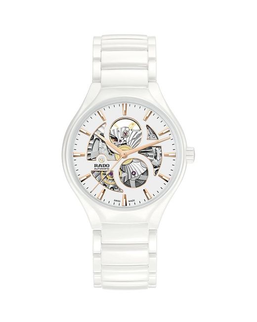 Rado White True Round Automatic Open Heart Watch, 40Mm
