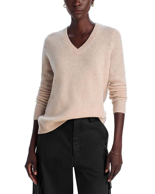 C by Bloomingdale's Cashmere Multicolor V Neck Cashmere Sweater