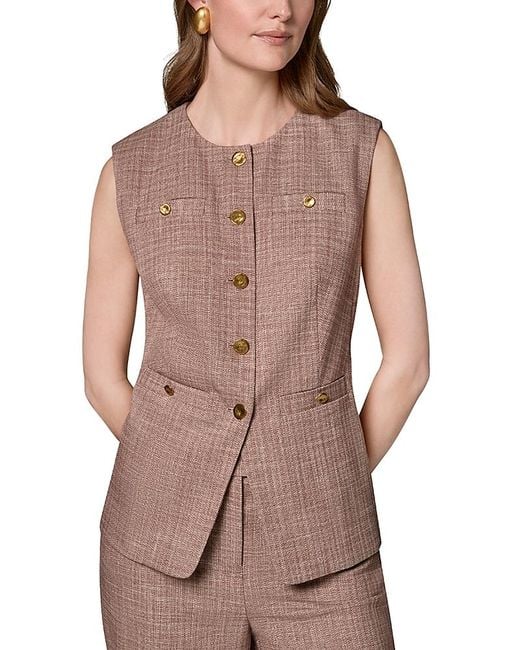 Donna Karan Brown Button Front Vest