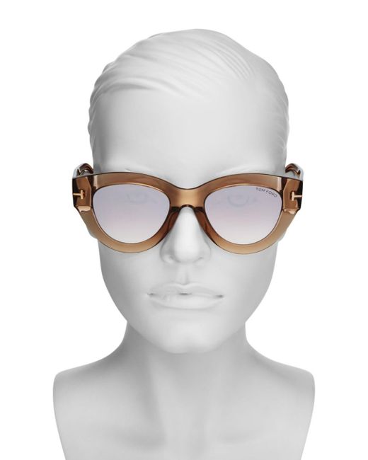 Tom Ford Slater Mirrored Cat Eye Sunglasses in Brown | Lyst