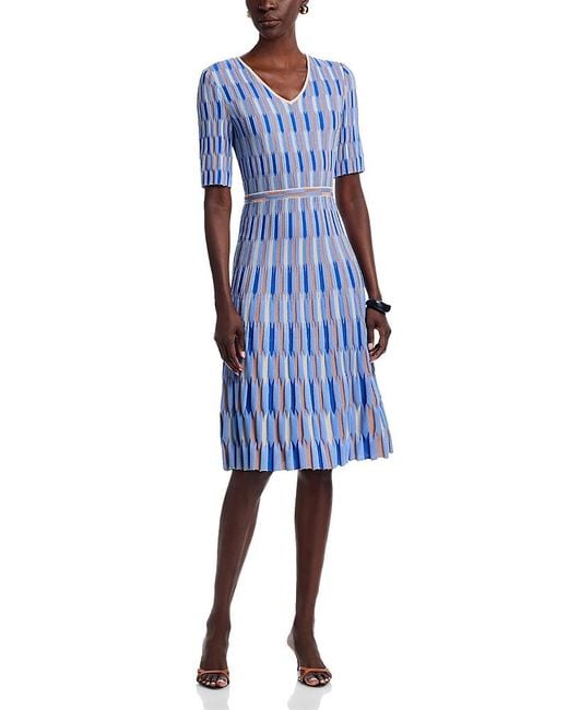 Misook Women's Blue Knit Midi Dress - www.web.smkmuhngawen.sch.id