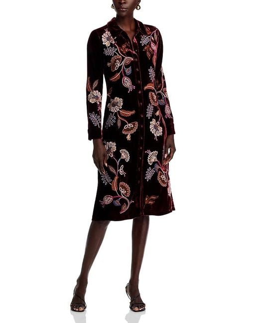 Johnny Was Black Velvet Shirt Dress