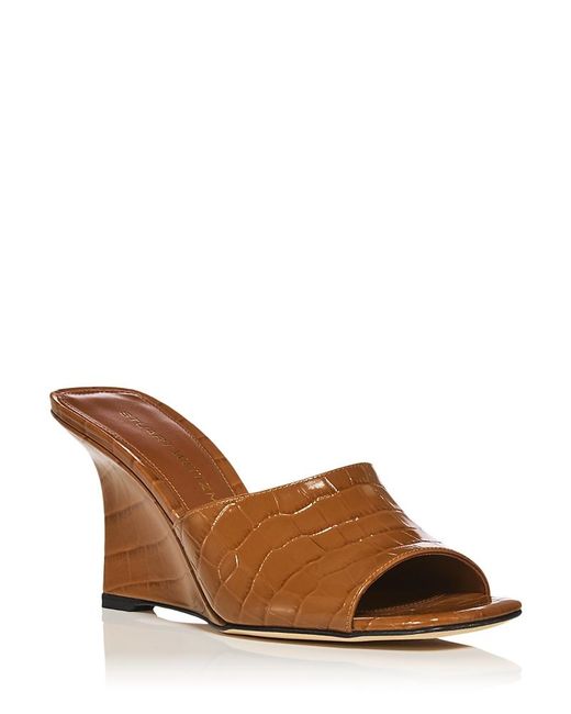 Stuart Weitzman Brown Vini 85 Wedge Mules