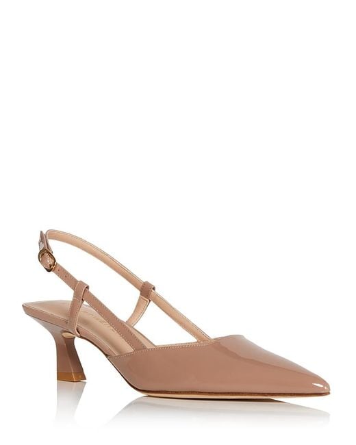 Stuart Weitzman Natural Vinnie 50 Slingback Kitten Heels