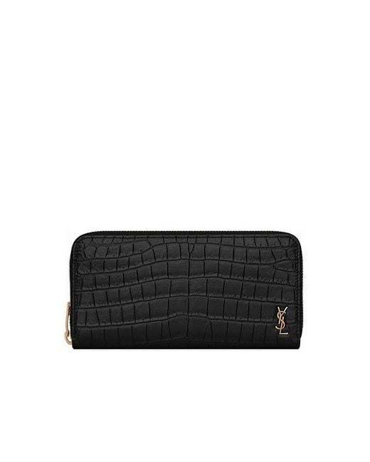 Saint Laurent Black Tiny Cassandre Zip-Around Wallet for men