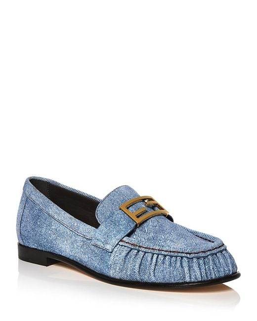 Fendi Blue Loafer Flats